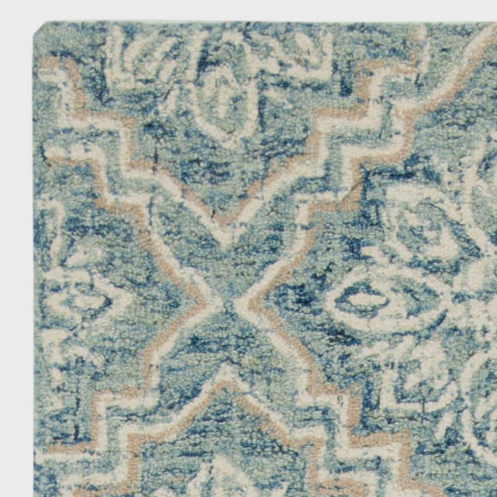 Cushion-Soft Blue Abstract Hand-Tufted Wool Runner Rug - 2'3" x 12'