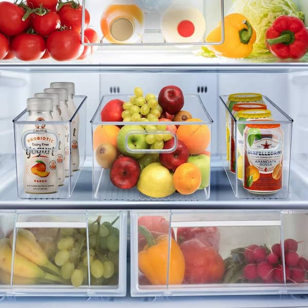 Sorbus 4-Pack Clear Plastic Stackable Pantry Organizer Set Storage Bins with Lid for Fridge
