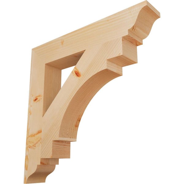 Ekena Millwork 3.5 in. x 24 in. x 24 in. Douglas Fir Merced Traditional Smooth Bracket