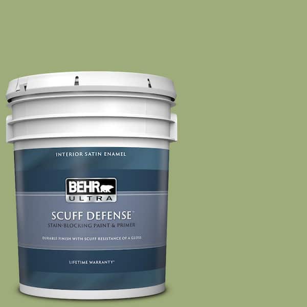 BEHR ULTRA 5 gal. #BIC-12 Siamese Green Extra Durable Satin Enamel Interior Paint & Primer