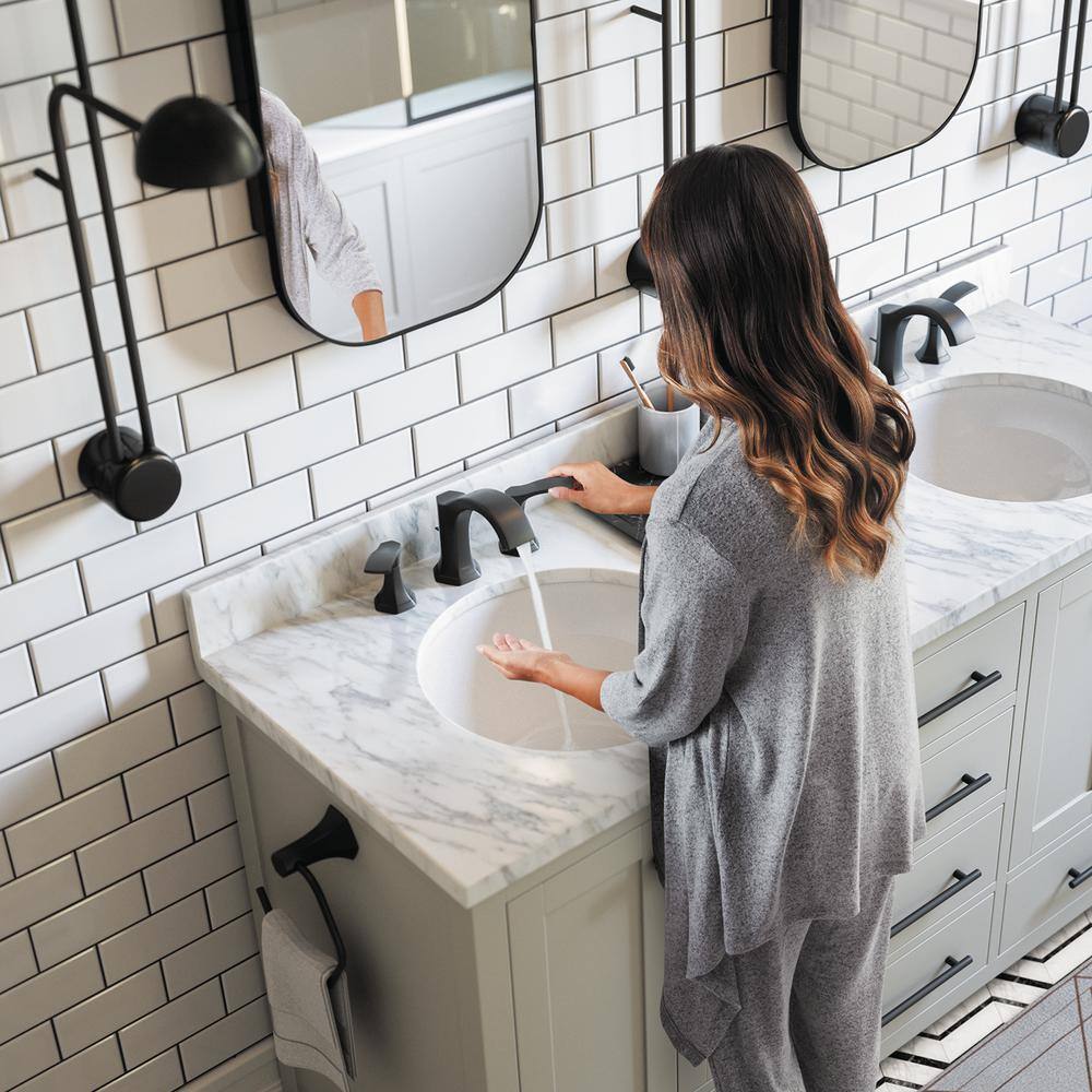 Locarno Matte Black Art Deco Inspired Widespread Bathroom Faucet