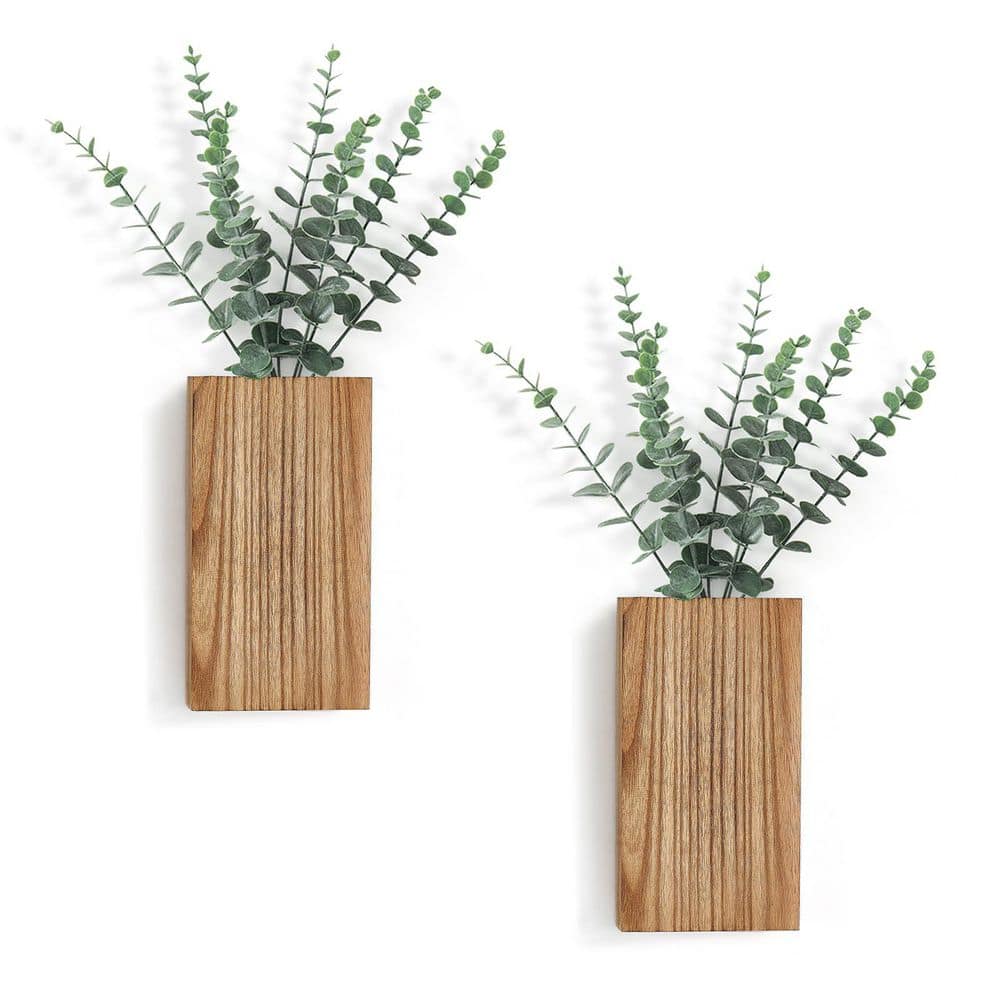 2-Pack 5.1 in.L x 1.4 in.W x 9.4 in.H Wood Wall Planter Vase, Farmhouse Wall Hanging Decor for Plants price history on PriceWatchPro
