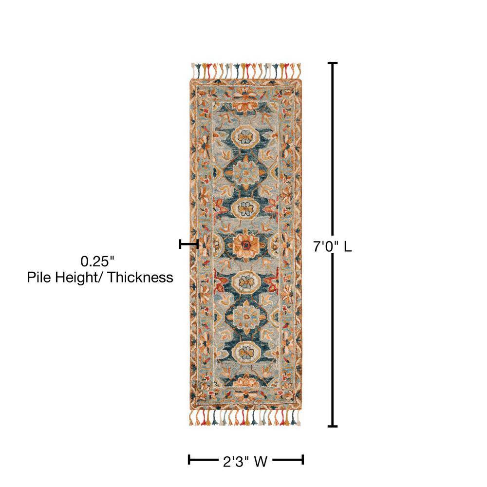 Handmade Gray Floral Tufted Wool Runner Rug - 27" x 6"