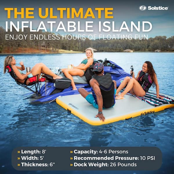 8 x 5 ft Inflatable Floating Dock Rafting Platform w/Pump & Bag, Multi