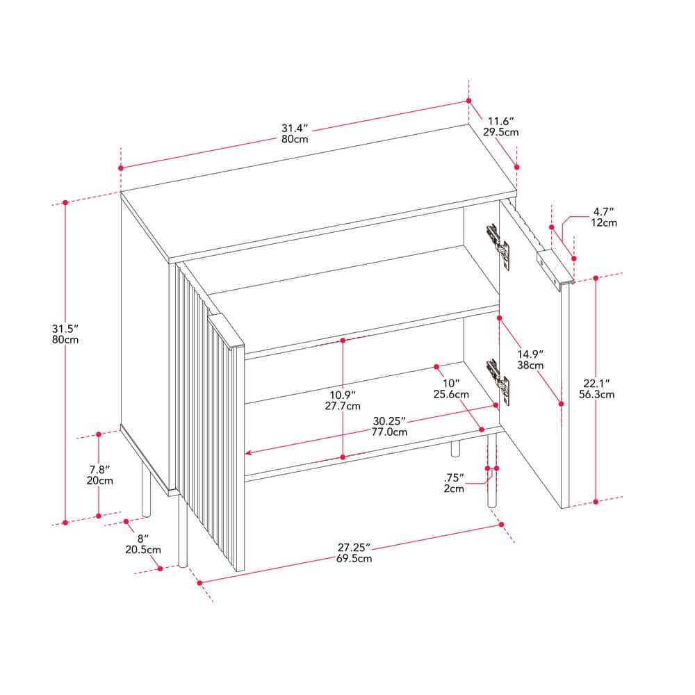 Lysander Black MDF Fluted Door Storage Bar Cabinet