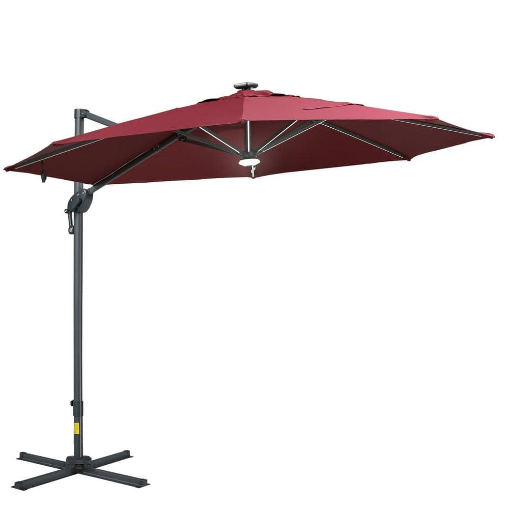 Outsunny 9.8 ft Aluminum Cantilever Tilt Patio Umbrella in Red 84D ...