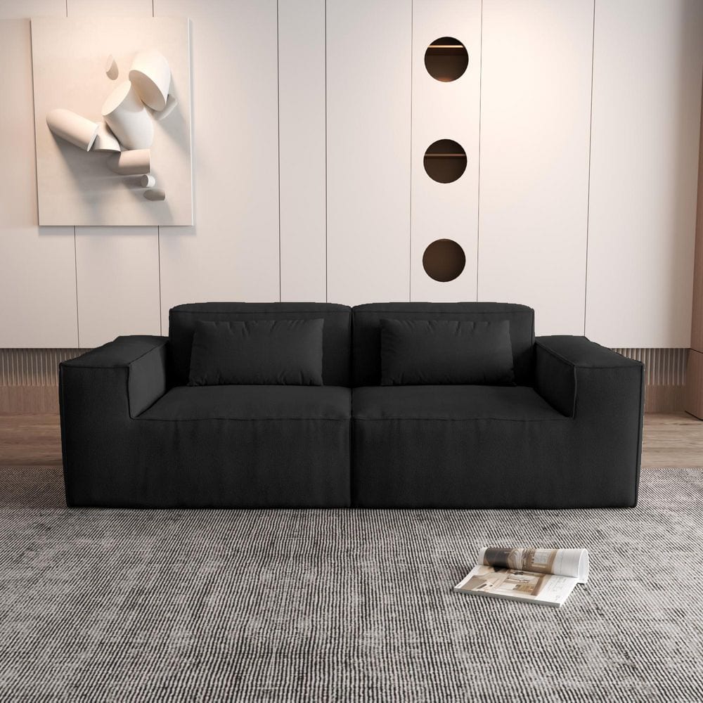 J&E Home 86.62 in. Oversized Square Arm Velvet 2-Seat Modular