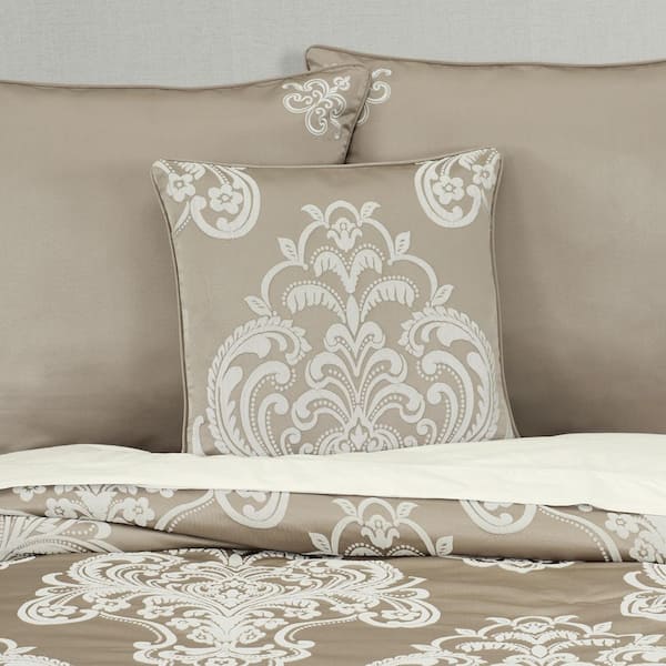 Potenza Sand Polyester Damask 20" Square Decorative Throw Pillow 20 In. L X 20 In. W