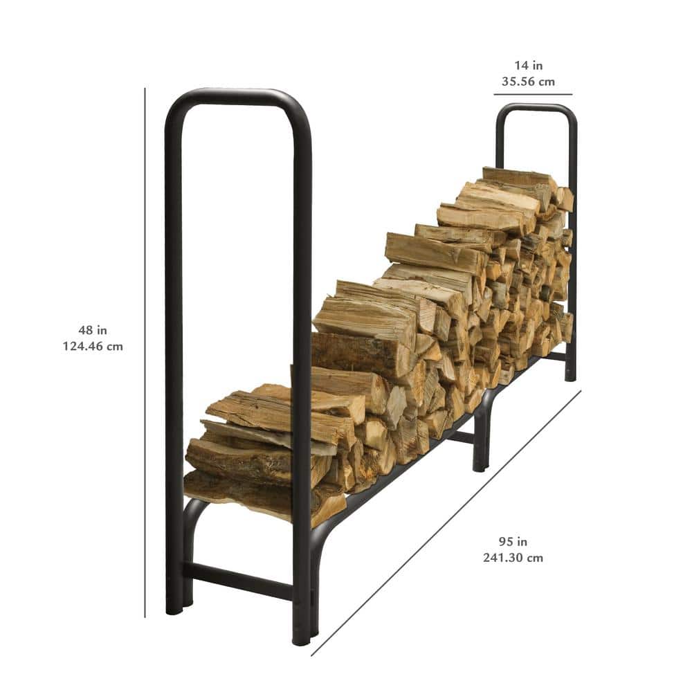 Pleasant Hearth 8' Black Heavy Duty Steel Log Rack