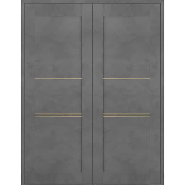 Belldinni Vona 07 3H Gold 72 in. x 80 in. Both Active Dark Urban Wood Composite Double Prehung Interior Door