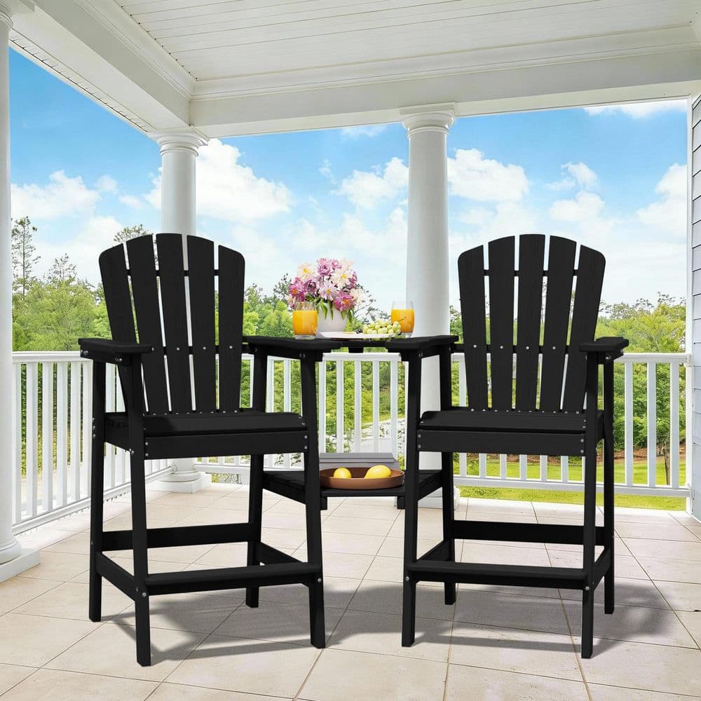 JEAREY HDPE Plastic Tall Adirondack Chair (Set of 2) Outdoor