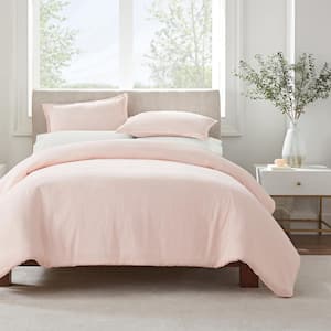 Simply Clean 3-Piece Blush Solid Microfiber Full/Queen Duvet Set