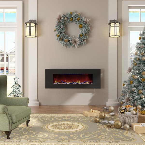 Mondawe 5120 BTU 50 in. Wall-Mounted Electric Fireplace Insert with Double Overheat Protection & 2-Speaker Stereo Sound