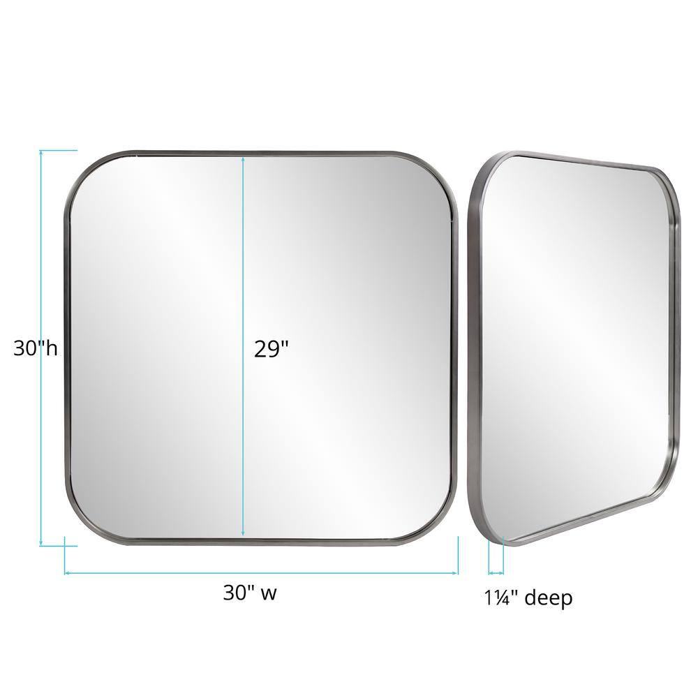 Medium Square Brushed Silver Stainless Steel Vanity Mirror