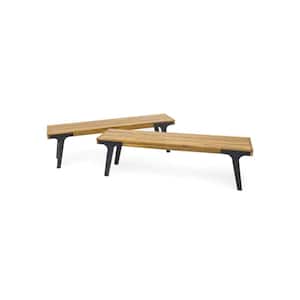 63 in. W x 14.75 in. D x 17.75 in. H Outdoor Teak Wood Dining Bench (2 Sets)