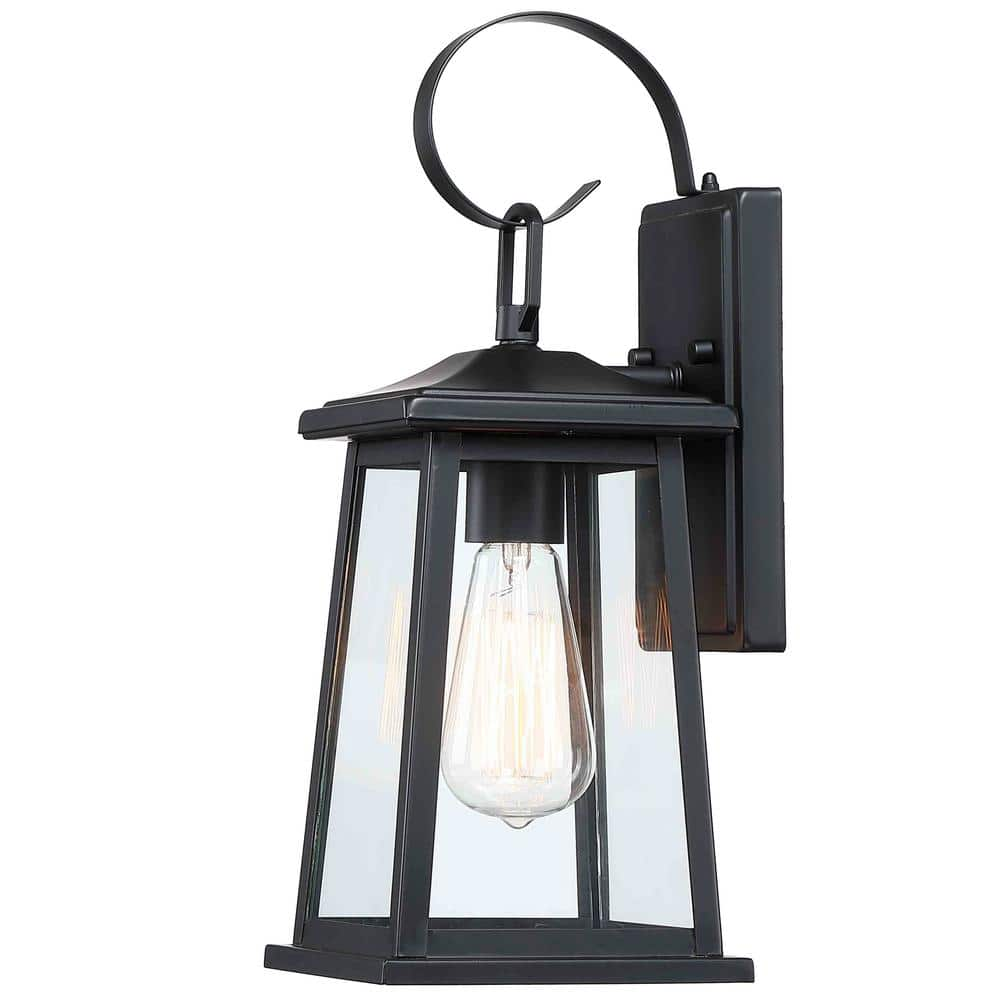 Pia Ricco 1-Light Black Wall Sconces Outdoor Fixture With Clear Glass ...