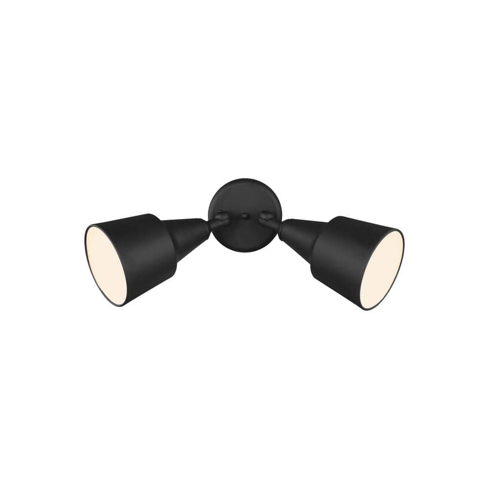 Sleek Black Aluminum Adjustable Dual Swivel Flood Light, 22.5" Width