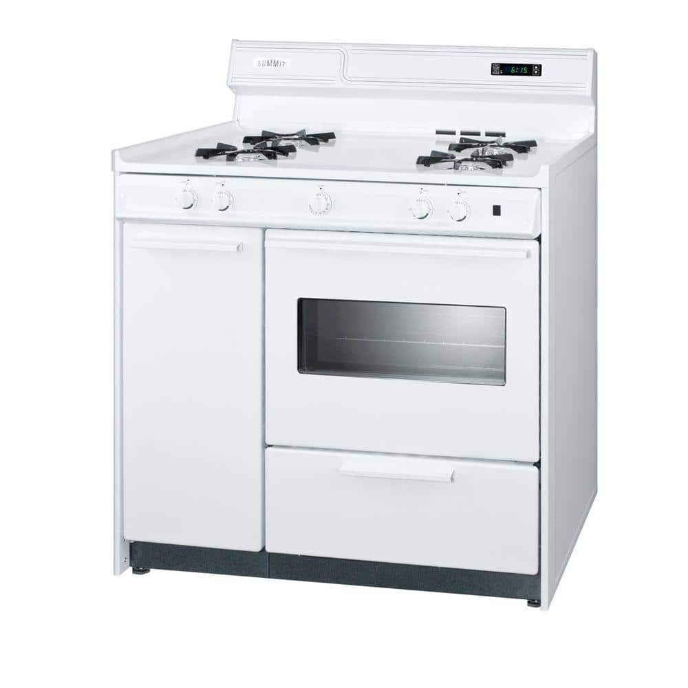 36" White Porcelain Gas Range with Storage and Oven Window