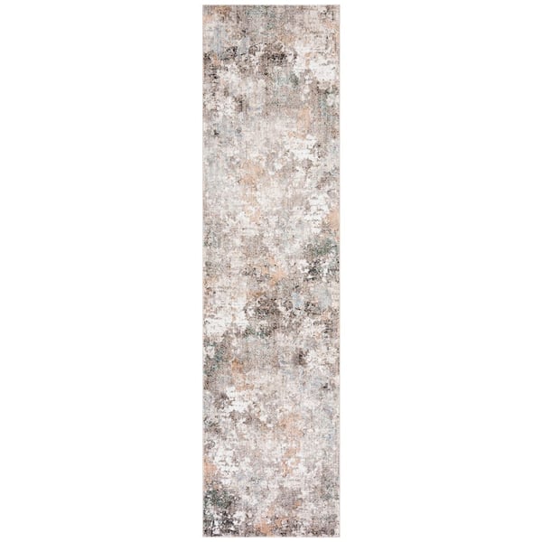 Jasmine 2 ft. x 9 ft. Gray/Gold Distressed Marble Runner Rug