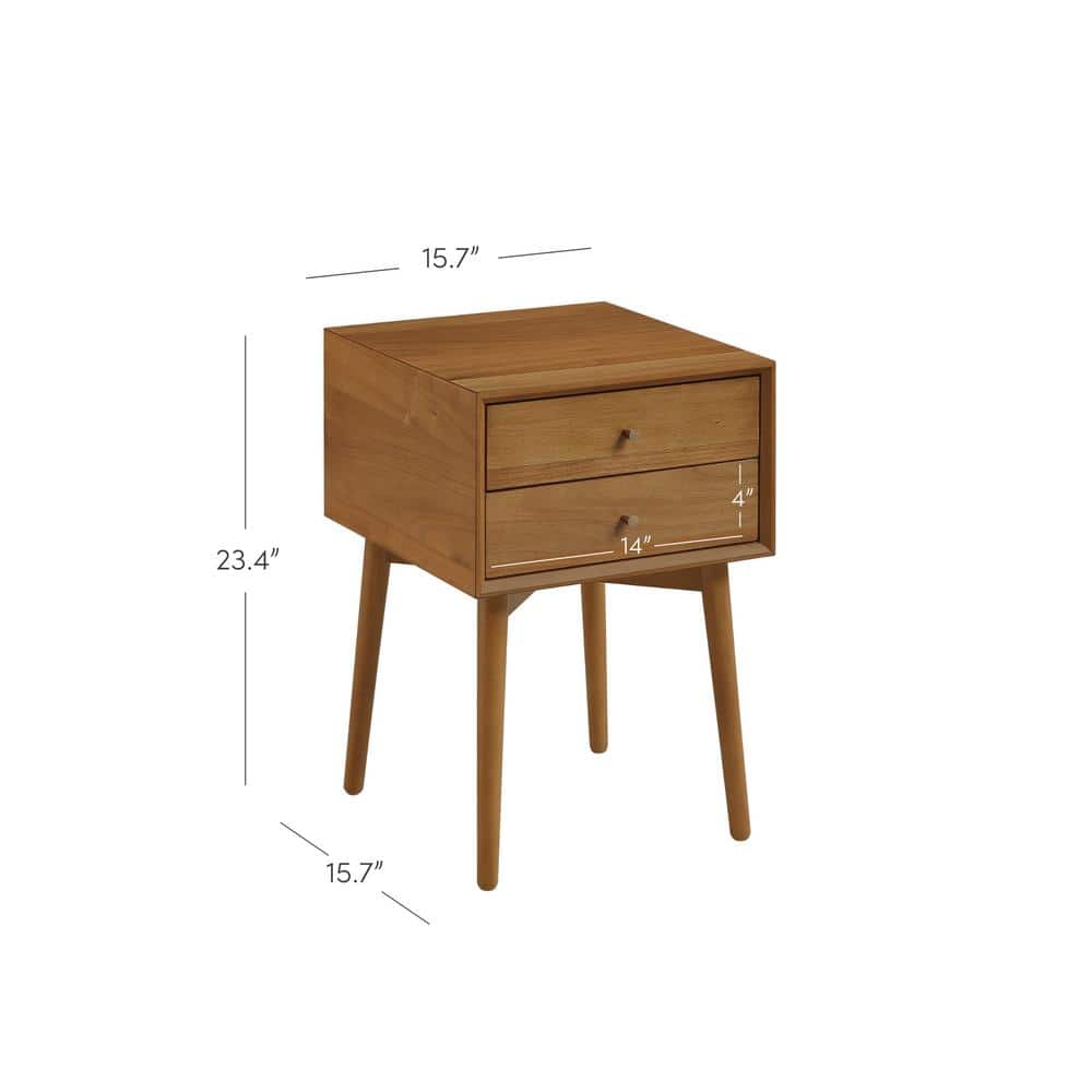 Harper Mid-Century Oak Brown 2-Drawer Nightstand Set
