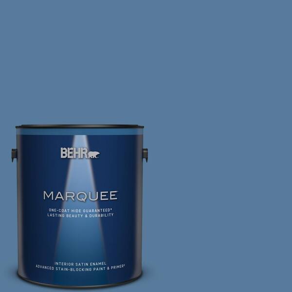 BEHR MARQUEE 1 gal. #PPU14-02 Glass Sapphire One-Coat Hide Satin Enamel Interior Paint & Primer