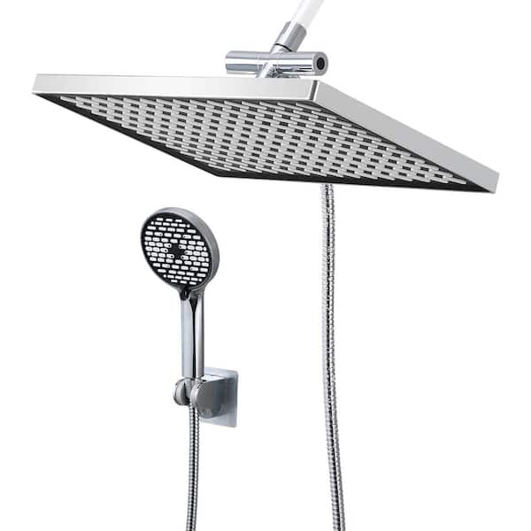 Rainfull 6-Spray 12 in. Wall Mount Dual Shower Head and Handheld Shower Head 1.8 GPM in Chrome