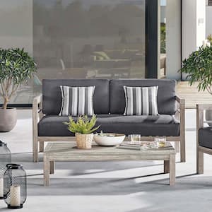 Wiscasset Light Gray Acacia Wood Outdoor Loveseat with Gray Cushions