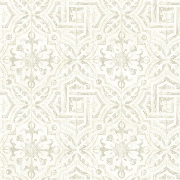Chesapeake 8 in. x 10 in. Sonoma Grey Spanish Tile Wallpaper Sample