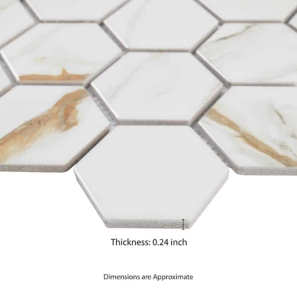 MSI Calacatta Gold 2 in. Hexagon 12 in. x 13 in. x 0.24 in. Matte