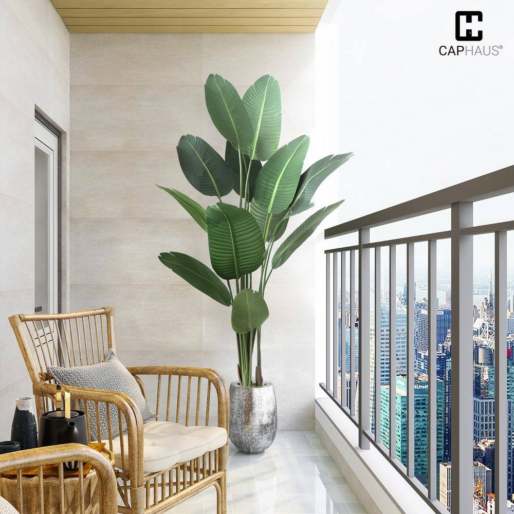 7 ft Green Plastic Bird of Paradise Potted Floor Plant