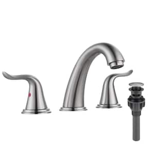8 in. Widespread Double Handle Bathroom Faucet with Pop-up Drain in Brushed Nickel