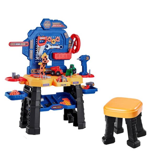 SKYSHALO Kids Workbench,181-Pieces, Kids Tool Bench with Realistic Tools and Electric Drill, Pretend Play for Boys & Girls Age 3+