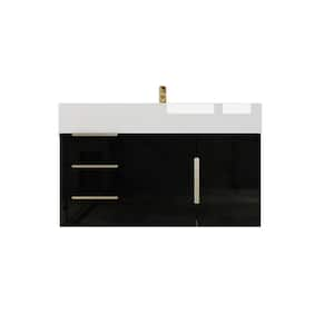 Bethany 36 in. W x 20 in. D x 22 in. H Single Sink Floating Bath Vanity in Gloss Black with White Acrylic Top