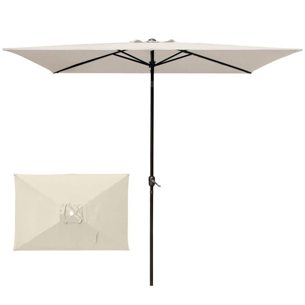 6.5 ft. x 10 ft. Rectangular Market Patio Umbrella with Push Button Tilt an