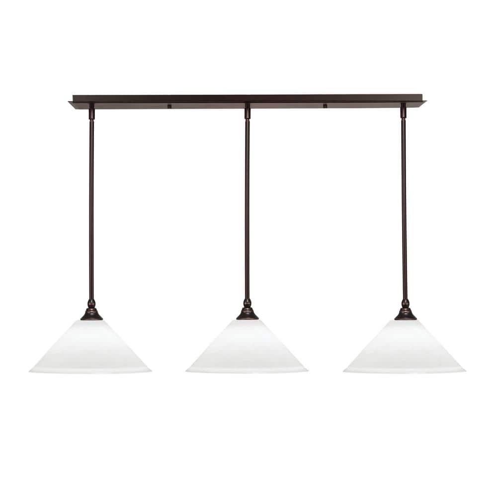 Livingston 100-Watt 3-Light Dark Granite Shaded Pendant Light with 12 in. W