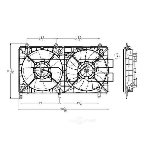 TYC Dual Radiator and Condenser Fan Assembly 2004-2008 Mitsubishi Galant 2.4L