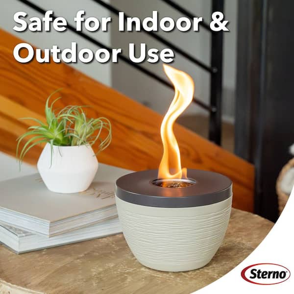 Sterno CandleLamp Small Tabletop Firepit Cocoa and Sand with Dark