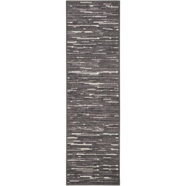 Nourison Casual Grey 2 ft. x 6 ft. Abstract Contemporary Runner Area Rug