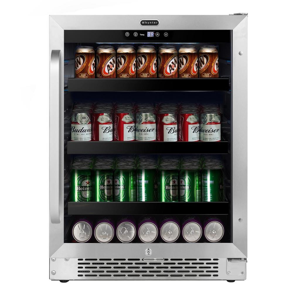 24 in. 182 12 oz. Can Built-In Beverage Fridge Cooler w/ Lock, Temp Controls, Glass Door Stainless Steel price history on PriceWatchPro