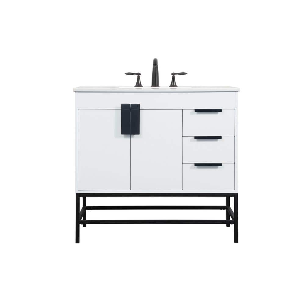 Simply Living 36 in. W x 22 in. D x 33.5 in. H Bath Vanity in White with Iv