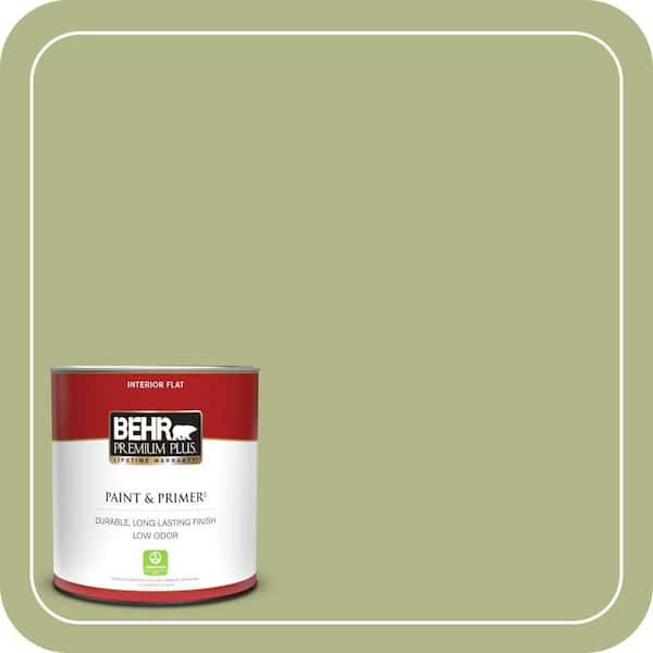 BEHR PREMIUM PLUS 1 qt. #PPU10-07 Lima Green Flat Low Odor Interior Paint & Primer