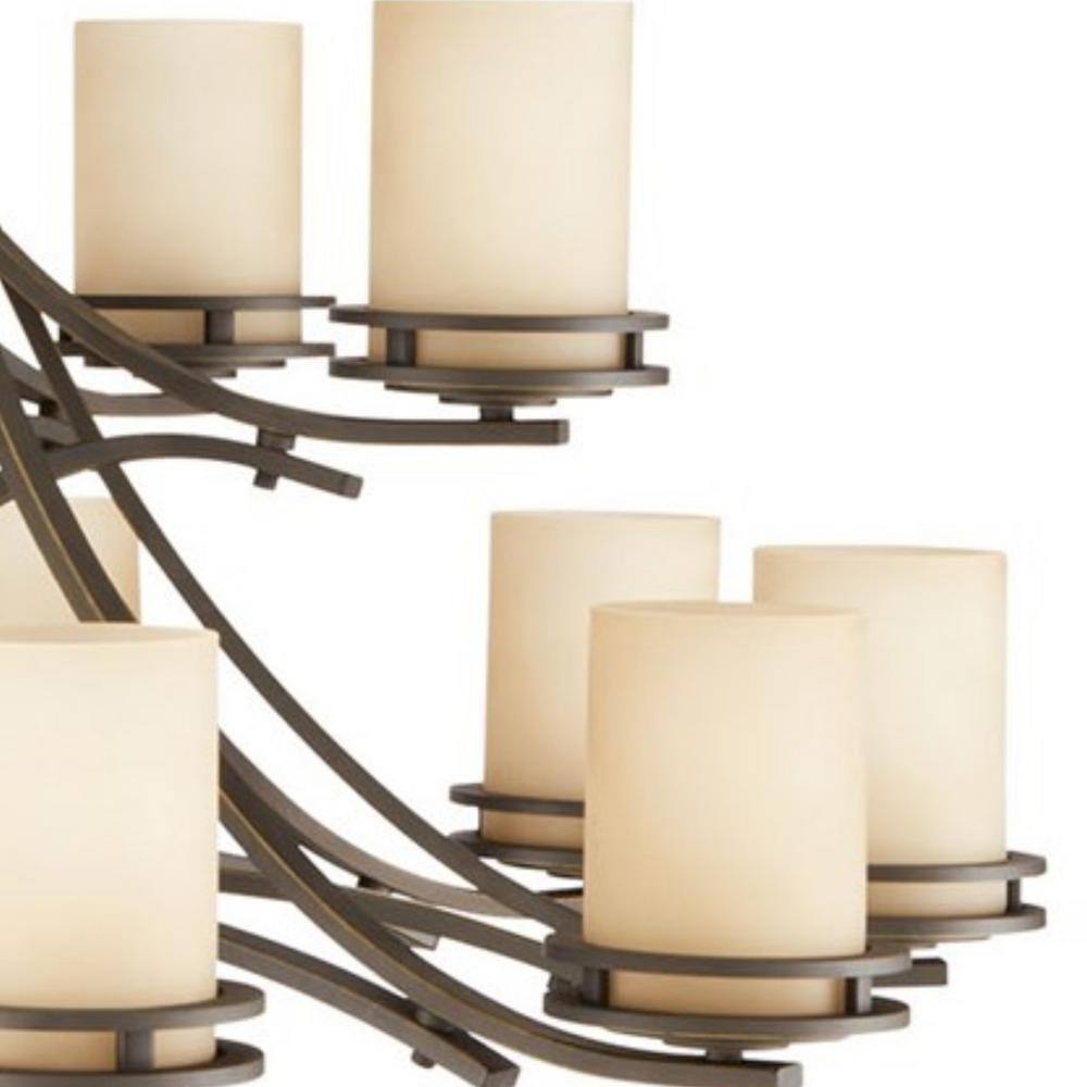 Elegant Olde Bronze 15-Light Two-Tier Chandelier with Light Umber Glass