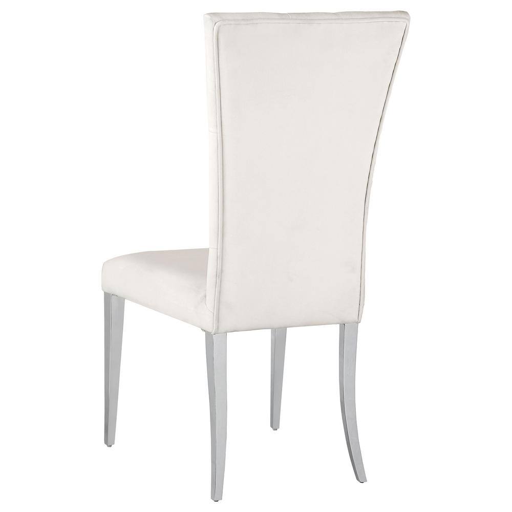 Parsons White Velvet Side Chair with Polished Chrome Legs
