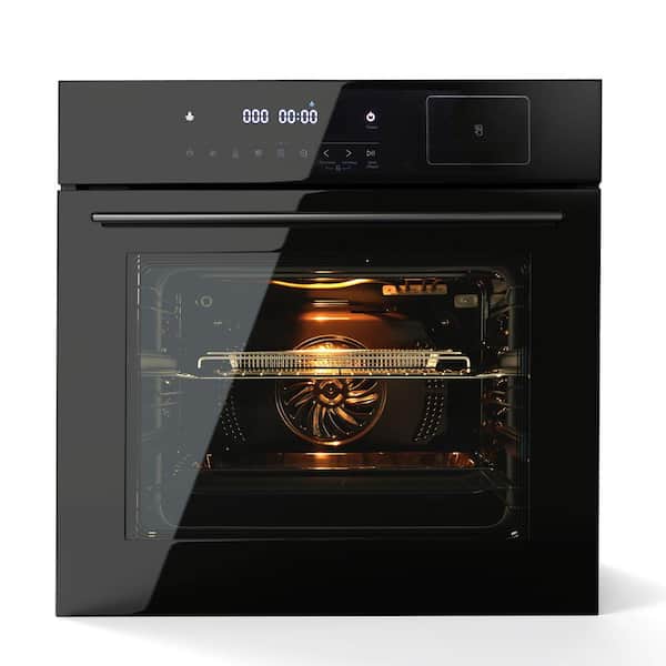 24 in. Smart Single Electric Wall Oven with Convection, Steam Cook, Air Frying in Black Stainless Steel