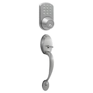 Satin Nickel Keyless Entry Deadbolt and Door Handleset Lock with Electronic Digital Keypad
