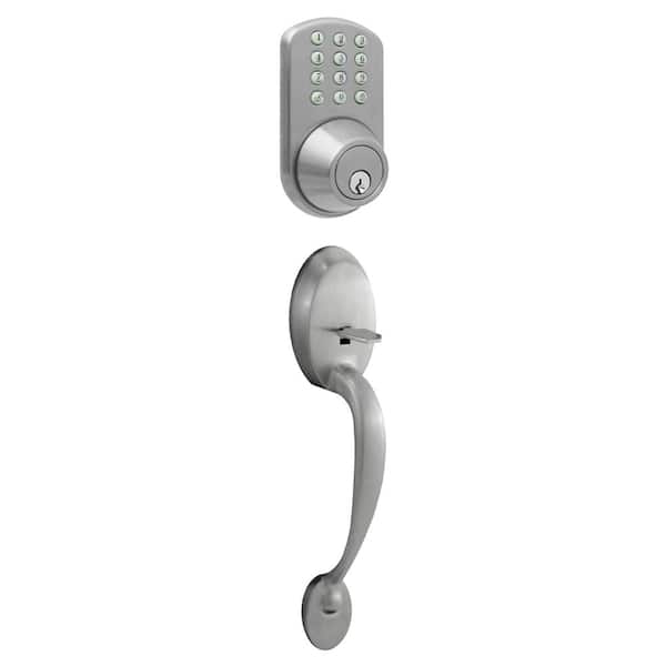 MiLocks Satin Nickel Keyless Entry Deadbolt and Door Handleset Lock with Electronic Digital Keypad