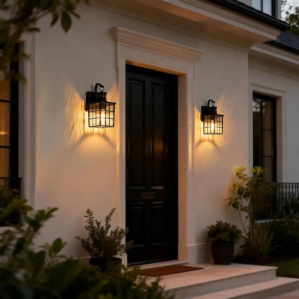 Edvivi 12 in. 1-Light Matte Black Motion Sensing Dusk to Dawn