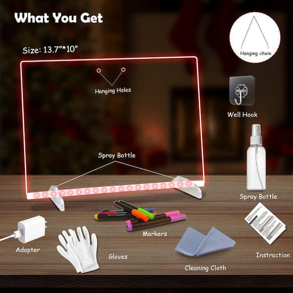 LED Dry Erase Board with Stand - Glow Write 13.7 in. x 10 in