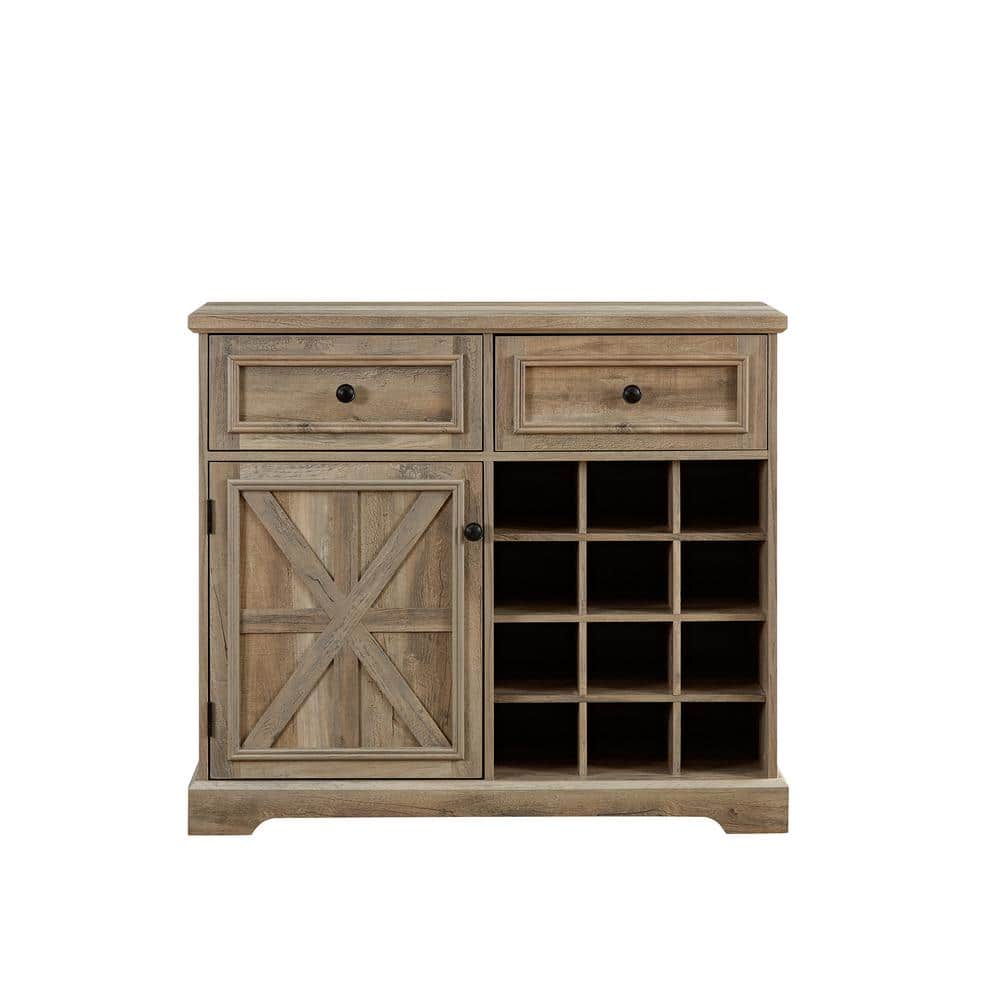 2-Shelf Gray Wood Pantry Organizer with Roll-Out Drawers Buffet Cabinet wit