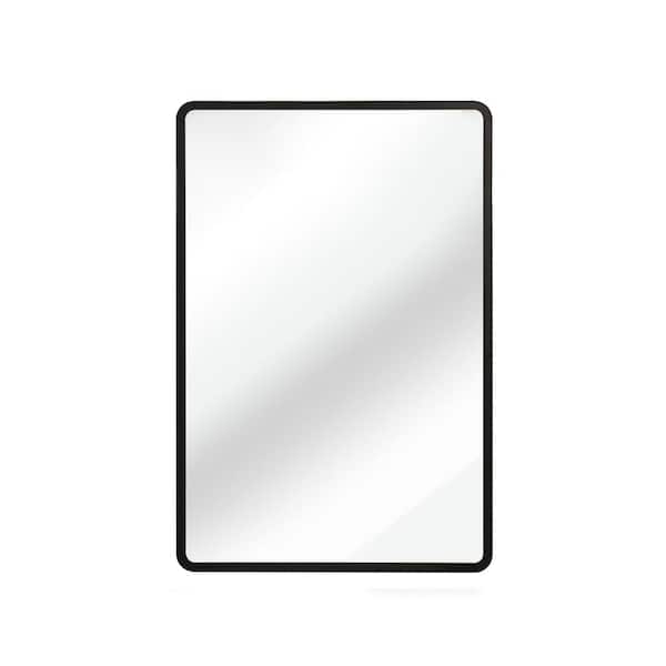 Nestfair Black 20 in. W x 30 in. H Metal Framed Wall mount or Recessed Mirror Cabinet